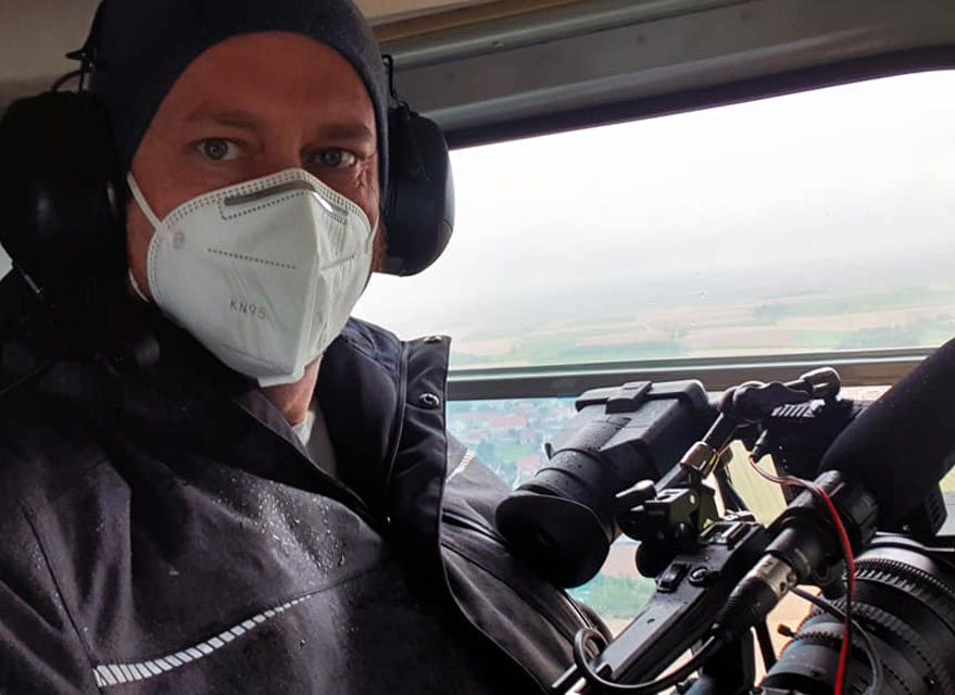 Reportage im Hubschrauber und Kameramann